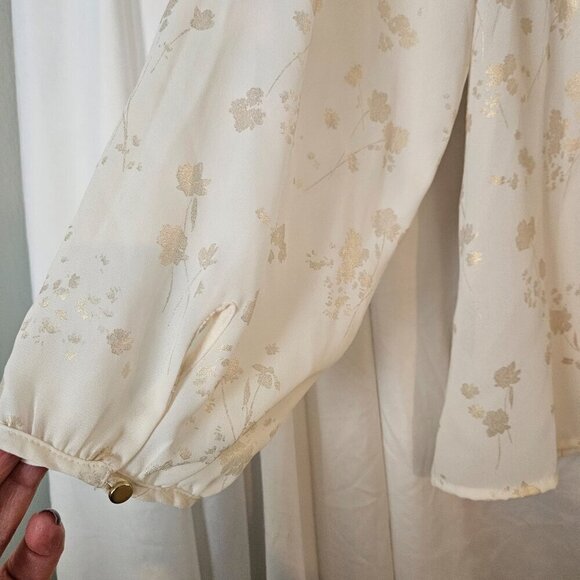 Liz Claiborne Ivory Textured Rhinestones Long Sleeve Blouse Womens Size Large XL - Picture 5 of 8